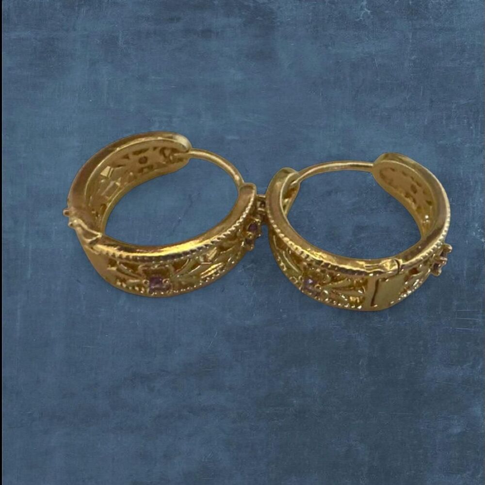 ꧁ᬊᬁ y2k style gold plated hoop earrings ᬊ᭄꧂
